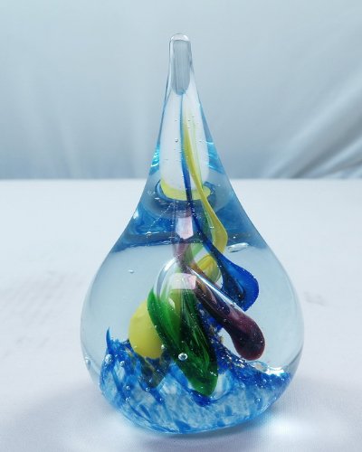 M Design Art Handcraft Glass Orange Flower Handmade Paperweight