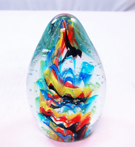 M Design Art Handcraft Rainbow Millefiori Glass Paperweight 01