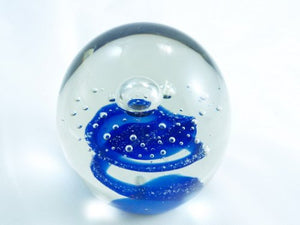 M Design Art Handcraft Blue Wave Bubble Handmade Glass Paperweight