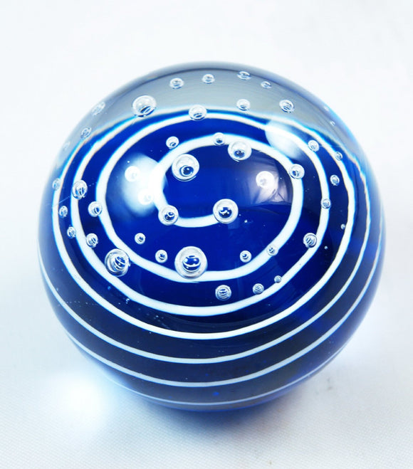 M Design Art Handcraft Bubbling White Striped Blue Bubble Paperweight M
