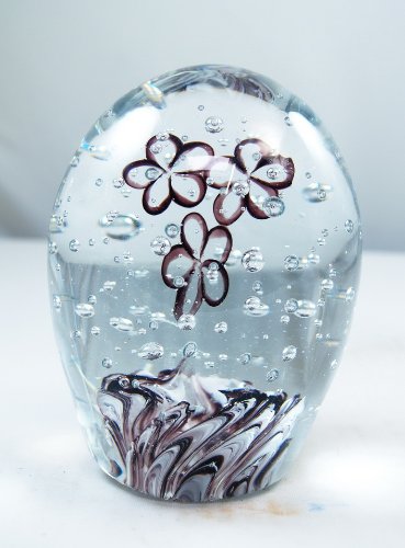 M Design Art Handcraft Spiral Interlocking Red in Clear Egg Paperweight 02