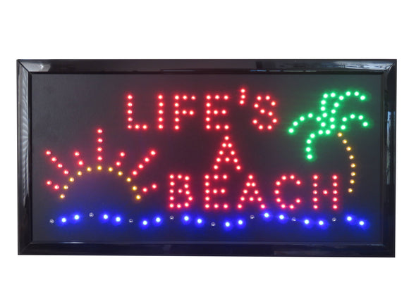19x10 Neon Sign LED Lighting - 2 Swtiches: Power & Animation for Business Identification by Tripact Inc - Life's a Beach