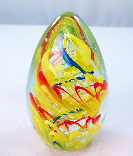 M Design Art Handcraft Rainbow Murrine Heart Handcraft Paperweight