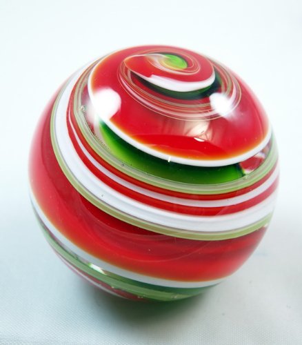 M Design Art Handcraft Red & White With Ridged Look Egg Paperweight