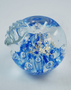 M Design Art Hand Craft Rainbow Blue Millefiori Glass Paperweight 01