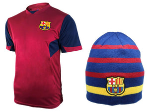 Icon Sports Men FC Barcelona Official Soccer Jersey and Beanie Combo 43