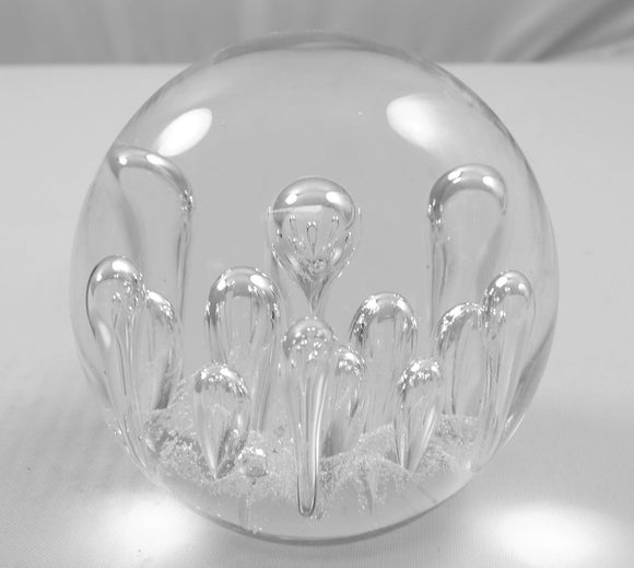 M Design Art Handcraft Clear Bubbly Bulb Shaped Paperweight