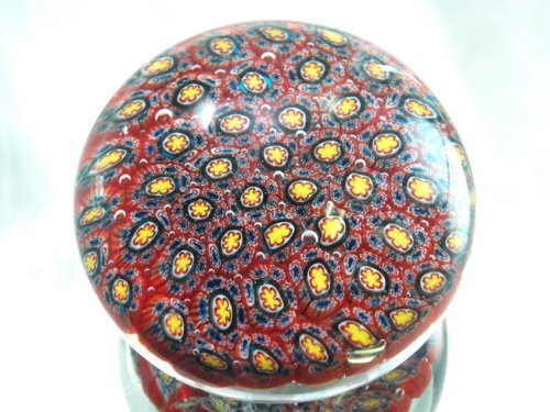 M Design Art Handcraft Ruby Ocean Star Millefiori Glass Paperweight 01