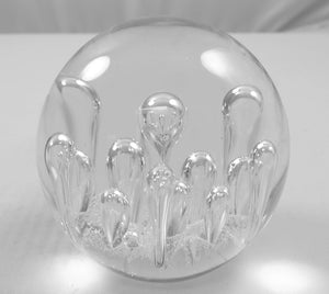 M Design Art Handcraft Clear Spiral & Bubble Paperweight