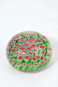 M Design Arted Glass Red Blue Tornado Pattern Egg Paperweight 01
