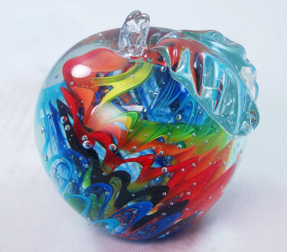 M Design Art Handcraft Gold Underwater Fireworks Blue Bottom Paperweight