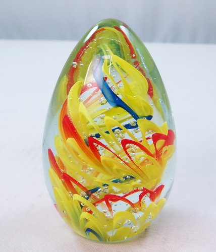 M Design Art Handcraft Blue & Yellow Mille Paperweight