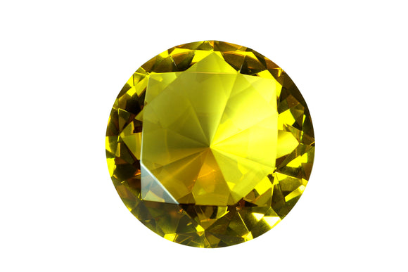 Tripact 80 mm Yellow Diamond Shaped Jewel Crystal Paperweight