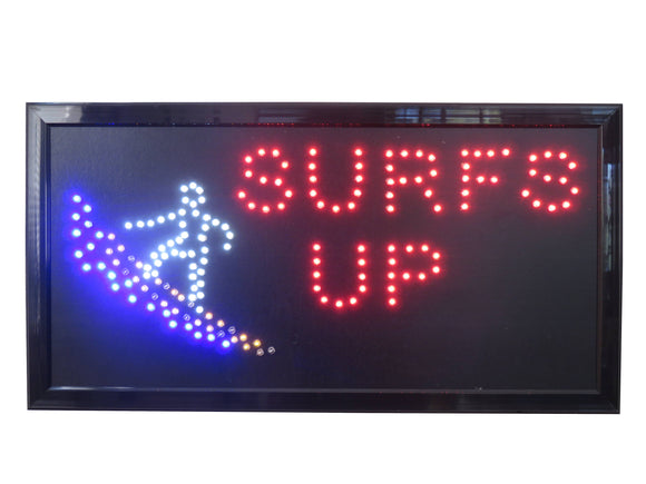 19x10 LED Neon Sign Lighting by Tripact Inc - 2 Swtiches: Power & Animation for Business Identification - Surfs Up